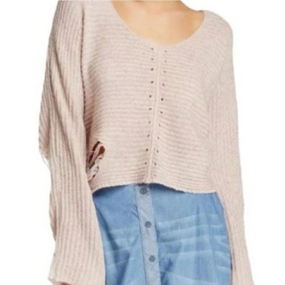 Wildfox Terra Crop Sweater Soft Long Sleeve Knit Pullover size small
